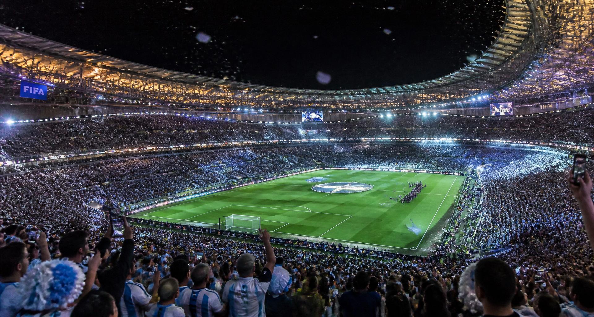 World Cup stadium filled with cheering fans